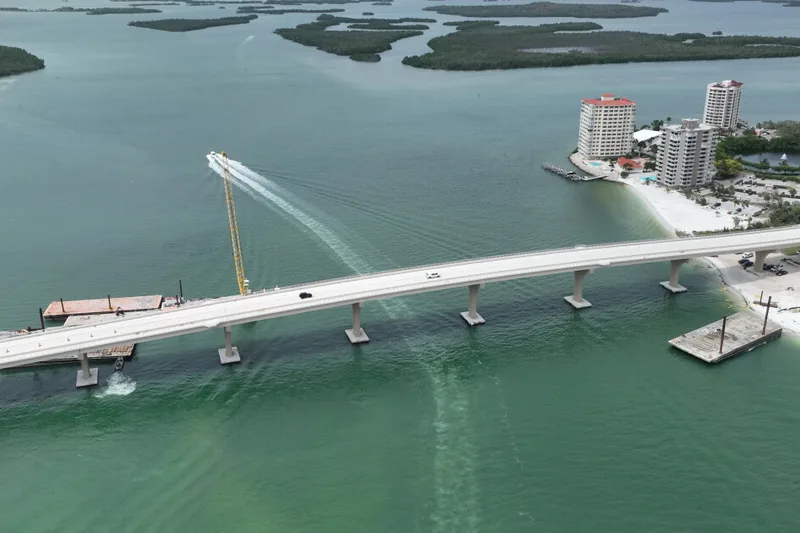 Aerial view of the new Big Carlos Pass Bridge