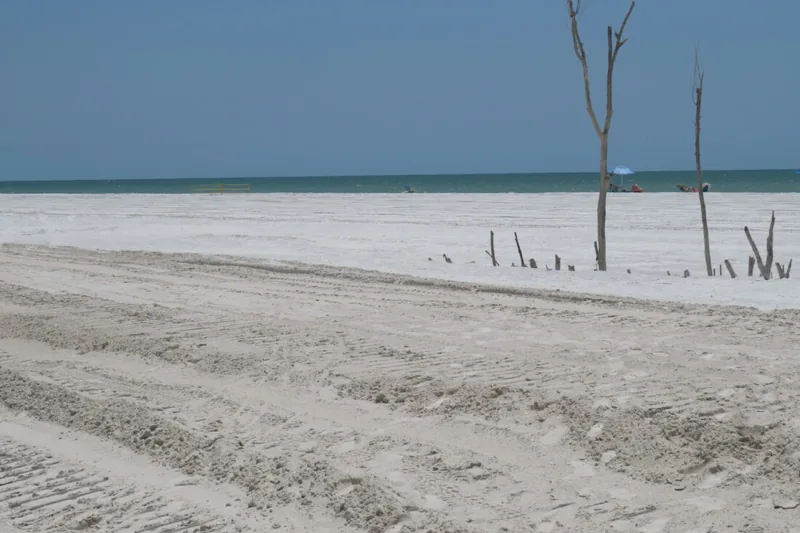 Renourished sand on Fort Myers Beach in 2025
