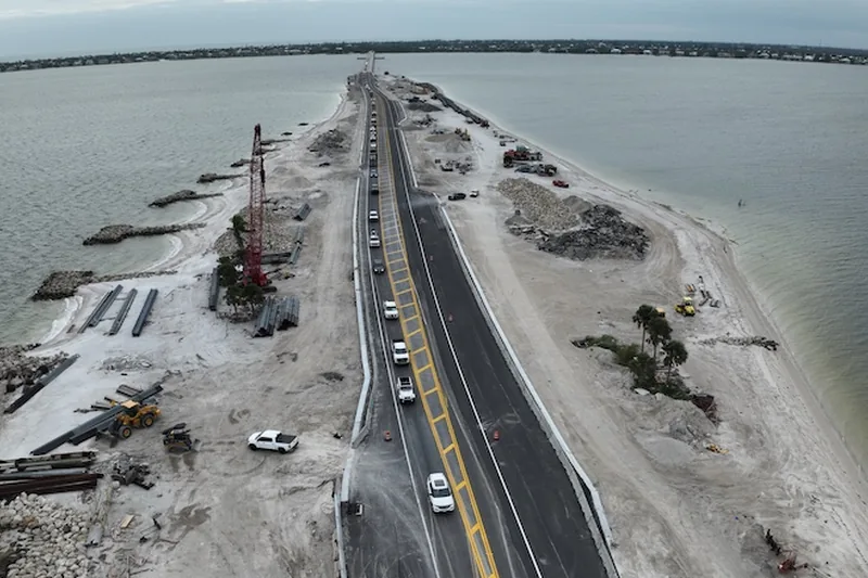 Sanibel Causeway repair work after Hurricane Ian