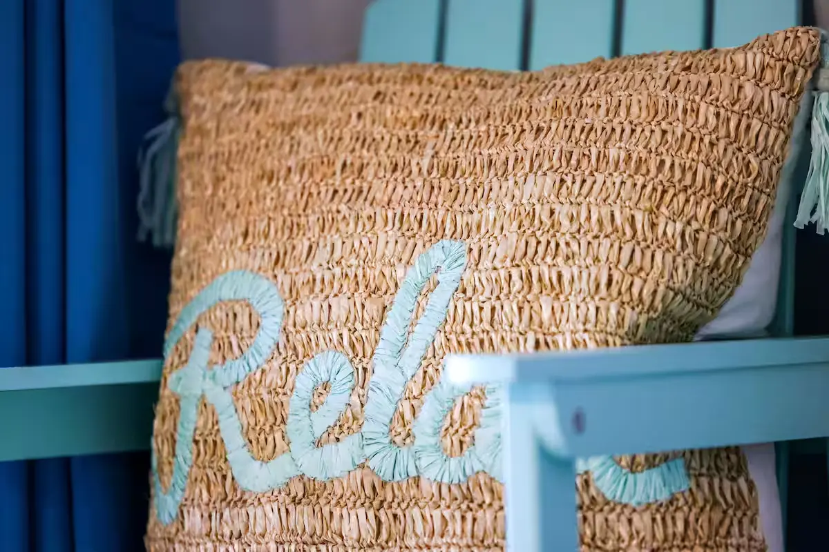 Relax pillow on a woven chair