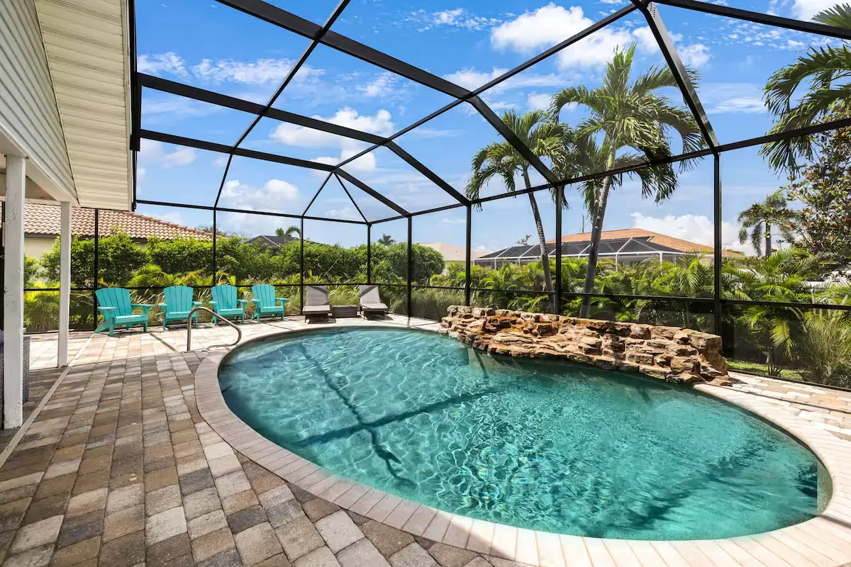 Heated private pool and lanai seating